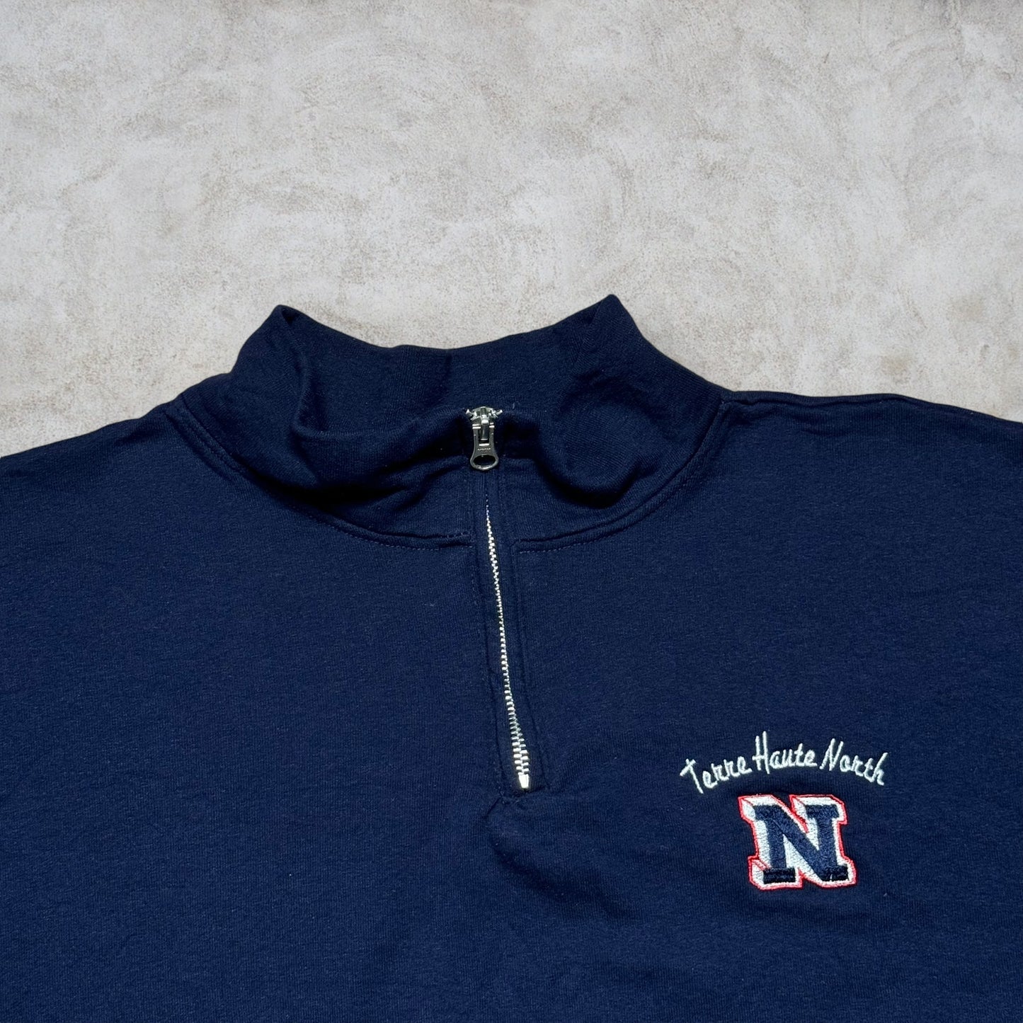 Felpa quarter-zip vintage Jerzees  "Terre Haute North Vigo High School" taglia XL